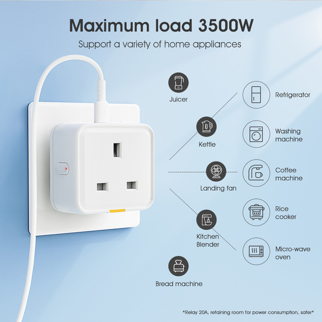 Tuya 16A WiFi Smart Plug Energy Monitoring SDK Support AC100-240V US EU UK Standard Socket Commercial Smart Home Alexa Google