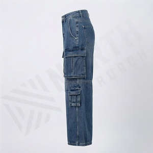 Pantalons en jean en coton personnalisables en gros pour femmes, pantalon avec poche latérale, nouveau pantalon cargo respirant, pantalon tendance de qualité supérieure - Product Image 3