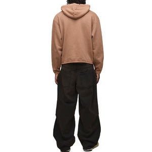 Vente en gros de sweat-shirt à capuche décontracté personnalisé en coton 100% pour homme, imprimé en brun uni pour l'hiver - Product Image 3