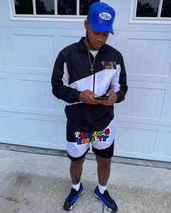 Chaqueta y pantalones cortos con logotipo personalizado para hombre, chándal de verano, conjunto de ropa cortavientos, conjunto de pantalones cortos, conjunto de chándal de dos piezas para hombre - Product Image 3