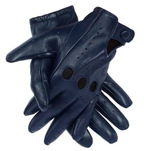 Personalizado piel de cabra cuero transpirable botón cierre conducción carreras deporte guantes dedo completo hombres invierno moda cálido - Product Image 2