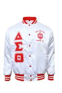 Veste en satin Delta sur mesure 2025, veste bomber en satin brodée pour la sororité et la fraternité Sigma Theta - Product Image 3