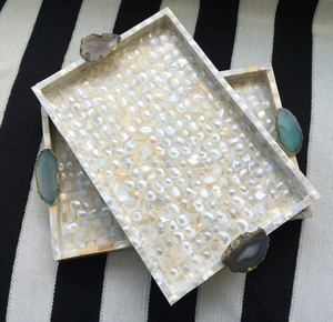 Bandeja de servicio rectangular de tamaño personalizable Bandeja de resina de nácar India hecha a mano de alta calidad Bandeja de servicio de la mejor calidad - Product Image 4