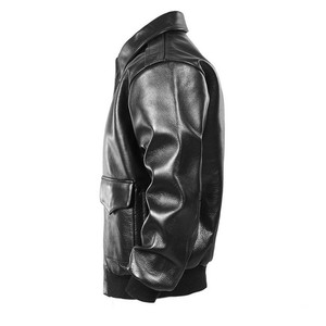 Chaqueta de cuero de motorista para hombre de invierno y otoño, chaqueta de vuelo, OEM, venta al por mayor, nueva moda 2024, personalizada, clásica, ajustada - Product Image 3