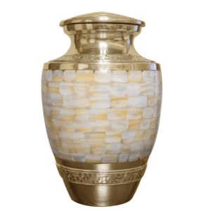 โกศบรรจุอัฐิทองเหลืองคุณภาพสูง พร้อมลายสลักสวยงาม ขอบสีดีบุก และเคลือบสีน้ำเงิน สำหรับงานศพ - Product Image 6