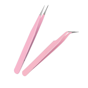 2 Pcs Pince à épiler en acier inoxydable pour extensions de cils Autocollant électronique pour ongles Bijoux strass antistatique non magnétique (rose) - Product Image 3