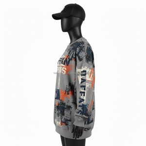 Sweat-shirt oversize pour femme en molleton de coton 300 GSM, gris, marine, orange, imprimé, logo personnalisé, impression sérigraphique, sweat-shirts respirants pour femme - Product Image 3