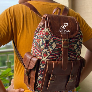 Nuevo estilo bohemio occidental Vintage hecho a mano Jacquard cuero cordón mochilas mano Stitch Klim cuero genuino estilo indio bolsas - Product Image 1