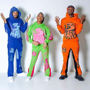 Conjunto de Sudadera con Capucha y Pantalones Deportivos Gruesos para Hombre al por Mayor, Pantalones Acampanados, Sudadera sin Dobladillo, Logotipo Personalizado - Product Image 6