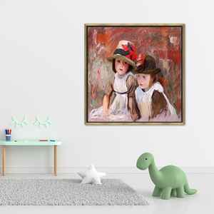 Impression d'art de style John Singer Sargent : Deux filles, toile encadrée, toile encadrée dorée - Product Image 1