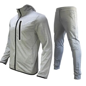 Chándal con capucha de lana con patrón sólido de otoño-invierno para hombre, traje deportivo con cuello levantado para trotar, gimnasio al aire libre, senderismo, pesca - Product Image 1