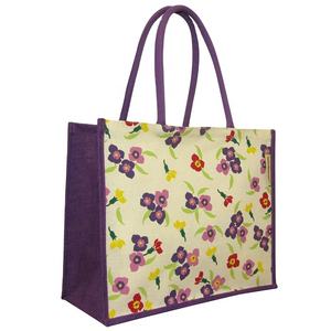 Bolsas de mano ecológicas con logotipo personalizado, bolsas de compras de lino hechas a mano con cuerda larga, bolsa de playa de arpillera de yute laminada reutilizable - Product Image 6