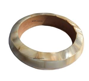 Mother of Pearl Mosaic and Wood Bangle Handcrafted Natural Shell Inlay <b>Bracelet</b> for <b>Womens</b> Boho, Ethnic, and Fashion Jewelry - Product Image 1