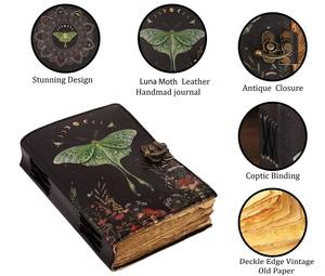 Journal en cuir vintage de 200 pages avec fermoir à serrure Deckle Edge Spiral Style Book of Shadows pour hommes et femmes Cadeau dans une boîte d'emballage - Product Image 2