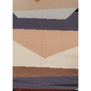 Alfombra Rectangular de Viscosa y Lana Tejida Plana Azul Indusbar SDWL-807, Estilo Kilim, Geométrica, para Sala de Estar, Pasillo, Hogar - Product Image 3