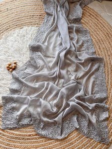 Sari de Moda con Bordado a Mano de Estilo Sencillo y Elegante, Tela de Seda Georgette con Borde de Corte Decorativo y Blusa Combinada para Fiestas - Product Image 4