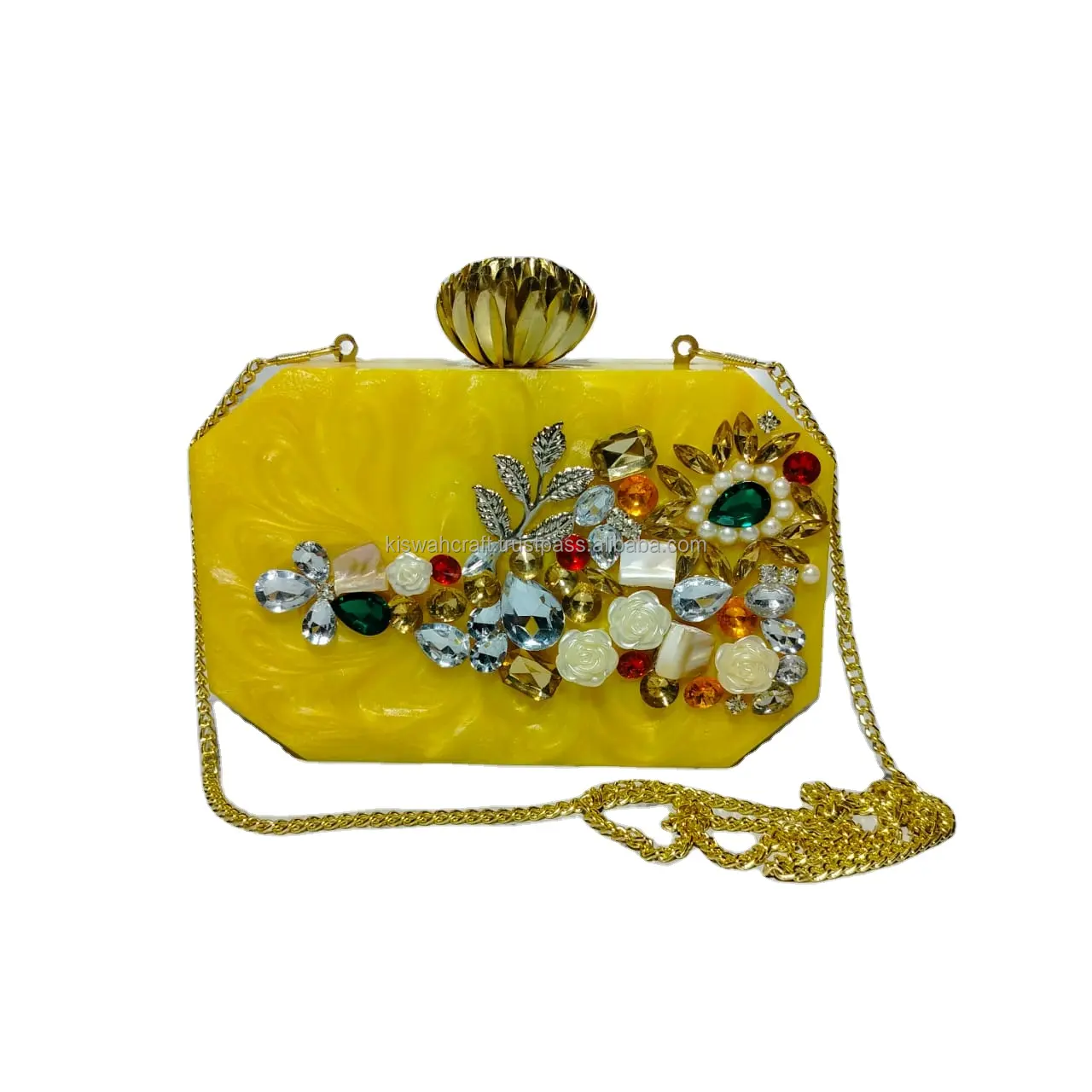 Trendy Yellow Resin agates Clutch Bags On Very Low Price From India Manufactured