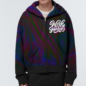 Sudaderas con capucha de lujo con cremallera completa para hombre, bolsillo con media cremallera, hombro caído, jersey de gran tamaño, sudaderas con capucha mezcladas de algodón 100% para hombre - Product Image 1