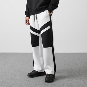 Pantalones de Hombre Negros y Blancos 100% Algodón de Peso Medio, Novedad 2026, Logotipo Personalizado con Impresión DTF, Pantalones de Hombre Holgados de Estilo Urbano - Product Image 3