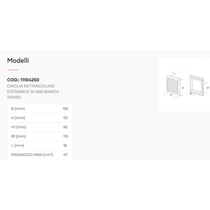 Rejillas y Grelas Rectangulares Removibles de ABS Blanco Tecnosystemi - Product Image 2