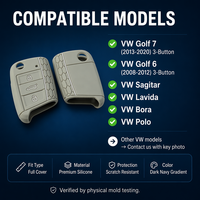 Housse de protection en silicone pour clé de voiture VW Golf 7 6 Sagitar Lavida Bora Polo, clé intelligente à 3 boutons, protection intégrale