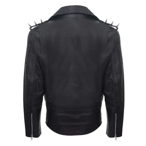 Veste de moto d'hiver en cuir véritable gris élégant pour hommes, col rond brodé avec service OEM - Product Image 3