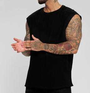 Camiseta sin mangas unisex 100% de algodón con cuello redondo, camiseta sin mangas personalizada antipilling transpirable de talla grande para hombre - Product Image 1