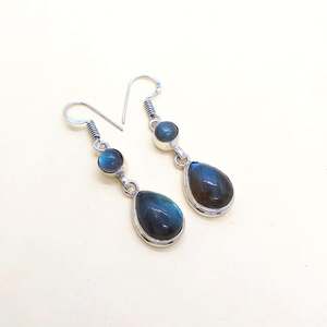 Boucles d'oreilles pendantes en labradorite, argent sterling 925, bijoux en pierres précieuses faits à la main pour femmes, boucles d'oreilles statement, fournisseur en gros - Product Image 2