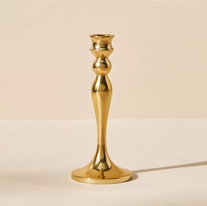 Set of 3 Customized Sizes Gold Plated Brass <b>Candle</b> Stand Metal Pillar Holder for Christmas Wedding <b>Candle</b> Lanterns & Jars - Product Image 2