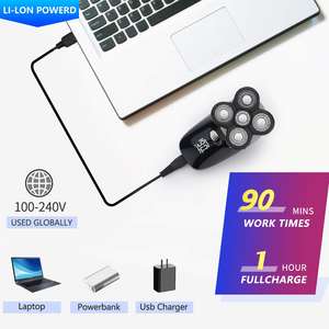 Kit de Afeitado Eléctrico Recargable por USB para Hombre, Afeitadora Rotativa para Cabeza Húmeda/Seca, Triple Cuchilla, IPX7, Lavable, Repuesto para Cuerpo - Product Image 2