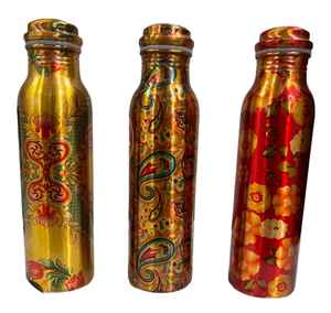 Bouteille d'eau en cuivre imprimée avec un autocollant en émail de qualité durable au design antique pour la cuisine, bouteille de stockage d'eau - Product Image 5