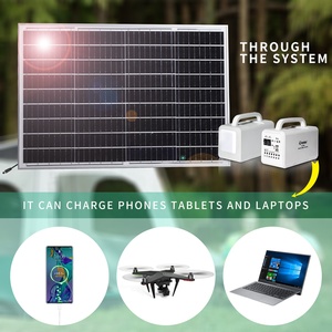 Teyoza panel năng lượng mặt trời di động năng lượng mặt trời hệ thống sạc LED ánh sáng khẩn cấp với bóng đèn và ngân hàng điện và Spotlight - Product Image 2