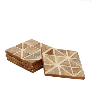 Top Selling MUGHALCRAFTS Wooden Coaster <b>Set</b> Bella Abstract Design Walnut Material from India High Demand <b>Square</b> Pattern Mat/Pad - Product Image 1
