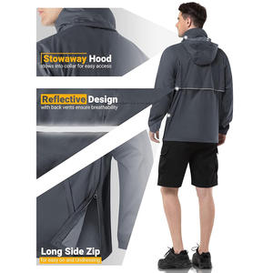 Chaqueta cortavientos Softshell para hombre personalizable impermeable a prueba de viento tiras reflectantes duraderas cremallera algodón servicio OEM/ODM - Product Image 4
