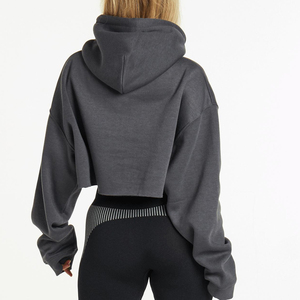 High Quality Custom Printed logo <b>Crop</b> <b>Top</b> Lightweight women's hoodies Streetwear Cropped Breathable Hoodie for Women - Product Image 6
