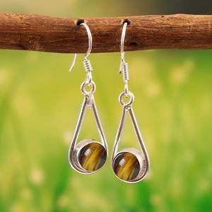 Boucles d'oreilles en argent sterling massif 925 en forme d'oeil de tigre de style bohème pour femmes et filles meilleur design pour bijoux de mariage - Product Image 4