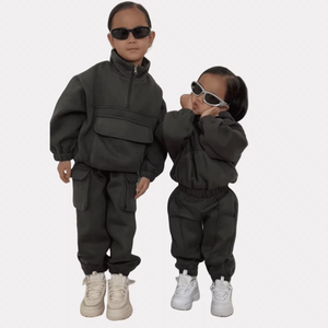 OEM escuela niños Unisex niño ropa conjuntos Jogging chándales conjuntos en blanco grueso polar Otoño Invierno chándal para niños - Product Image 5