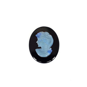 Camafeo de Ópalo Japonés Natural sobre Ónice Negro de 25x20 mm, Piedra Preciosa de 14.35 Quilates para la Elaboración de Joyas - Product Image 3