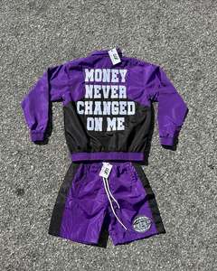 ชุดวอร์มไนลอน2ชิ้นชุดวอร์มกันลมซิปเต็มชุดวอร์มไนลอนสะท้อนแสง - Product Image 1