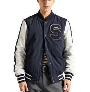 Chaqueta Deportiva Varsity de Lona Recubierta Personalizada de Poliéster/Algodón Negro con Apliques de Baloncesto y Logotipo Bordado para Hombre - Product Image 3