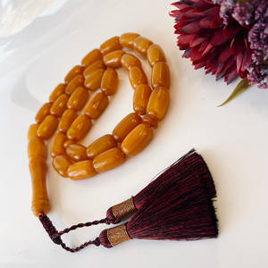 ลูกประคำอิสลามโบราณสีส้มอำพันทรงกระบอก - Product Image 2