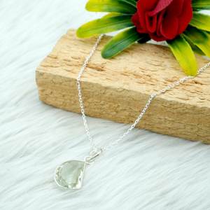 Collier améthyste verte en argent sterling 925 pierre précieuse à facettes avec cadeau de mariage en or pour elle - Product Image 1