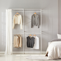 Armoire Industrielle en Bois Ecomodern 1600 avec Option Rideau, Meuble de Chambre, Dressing Extensible et Ajustable pour Salon
