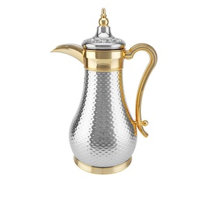 <b>Arabic</b> <b>Tea</b> Pot Kettle Shiny Nickle Plated Finishing Solid Brass Metal <b>Tea</b> Serving Dallah Pot for Kitchen Catering Usage Item - Product Image 1