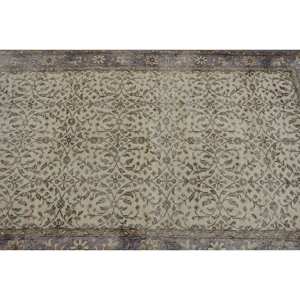 Alfombra de lana clásica Beige marrón de 3,8x6,3 pies, diseño de retazos turco para entrada, sala de estar o dormitorio, respaldo de látex - Product Image 5