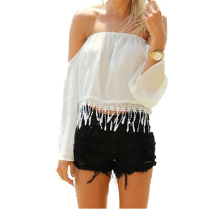 Most Demanding Beauty Fashion <b>Women</b> Chiffon Strap Off Shoulder Loose Tunic Summer Blouse <b>Tops</b> High Quality Camisoles & T Shirts - Product Image 5