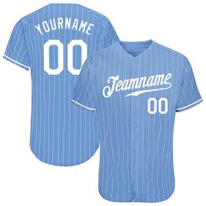 Maillot de baseball personnalisé bleu clair blanc à fines rayures blanc authentique - Product Image 1