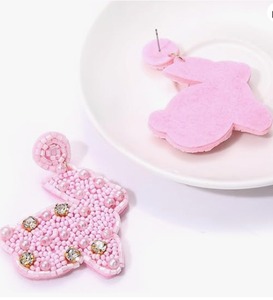 Meilleur prix joyeux oeuf de pâques boucles d'oreilles perlées violet et rose femme boucles d'oreilles perlées bijoux de mode artisanat - Product Image 2