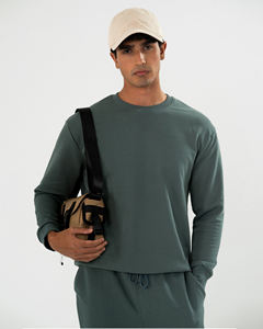 Ensemble de survêtement vert pour homme, sweat-shirt à col rond, pantalon de jogging, streetwear, style décontracté, tenue athlétique, décontractée, 100% coton - Product Image 4