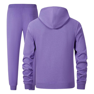 Chándales ajustados para hombre con bolsillo de canguro y cordón plano ecológico para hombre, Sudadera con capucha y pantalones con cremallera inferior gruesa, Etiqueta Privada - Product Image 2